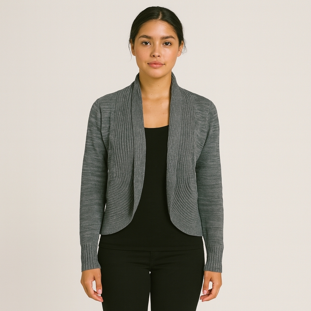 L.E.I. Gray Open Front Cardigan Women’s  Ribbed Knit